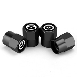 Hisport Hex 016 Black 4pcs Universal Car Tire Valve Stem Caps Air Cover Fit Mazda Accessories
