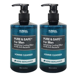 Kundal Pure & Safe Cooling Men's Cleanser Herb Bergamot 300ml Set of 2 / 쿤달 퓨어 앤 세이프 쿨링 남성청결제 허브베르가못 300ml 2개 세트
