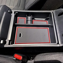 Center Console Organizer Tray Compatible with Hyundai Tucson Limited 2022 2023 2024 Tucson Hybrid Accessories, Automatic Transmission Only,SEL Only for Hybrid SEL,Armrest Secondary Storage Box,Red