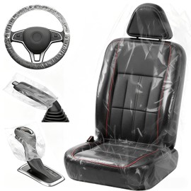 DGSL 330 PCS Disposable Car Seat Covers, Clear Plastic Vehicle Seat Protector Set Includes Wheel Covers, Gear Selector Covers and Handbrake Cover for Auto Truck Bus Accessories