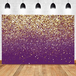 LYCGS 7X5FT Purple Bokeh Backdrop Birthday Backdrop Gold Spots Bokeh Backdrop Wedding Prom Graduation Photography Background Happy New Year Party Decoration Banner X-78
