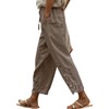Acelitt Womens Casual Linen Pants Lightweight Drawstring Elastic Waist Fall