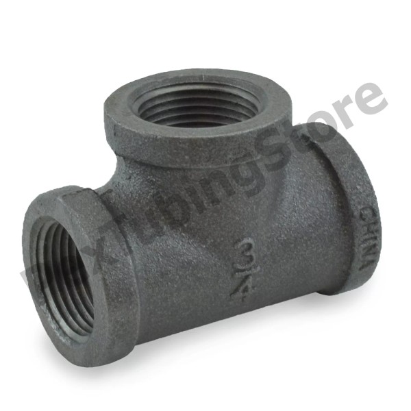 3/4" x 3/4" x 1/2" Threaded Black Malleable Iron Tee
