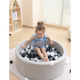 Baby Ball Pit for Toddlers, 35.4"x 11.8" Foam Ball Pit for Kids, Soft Round Ball Pool for Baby, Indoor and Outdoor Playpen, Ideal Gift for Children, Grey, (Balls not Included)
