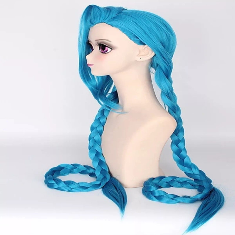 Lucky Day Peluca Cabello Azul Trenzado Largo Jinx League Of