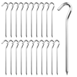Pack of 22 Tent Pegs, Storm Proof Tent Pegs, Sturdy Tent Pegs, Camping Tent Pegs, Strong Tent Pegs, Stable Tent Pegs, Tent Pegs, Tent Hooks, Metal Aluminium Silver, 18 cm for Garden, Camping, Tents