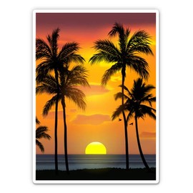 Tropical Sunset Palm Trees Beach Vacation - 12" Vinyl Sticker Waterproof Decal