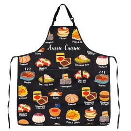 MYSOMY Aussie Cuisine Apron Aussie Foods Lover Gift Australia Themed Cooking Gift Aussie Food Cooking Kitchen Apron (Aussie Cuisine Apron)
