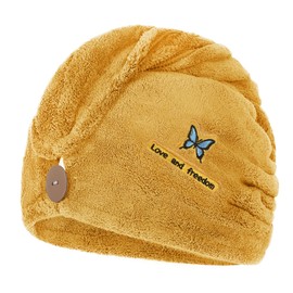 Hair Turban Towel Dry Hair Turban Girls Long Hair Wrap Towel for Women Ladies Microfibre Towel Wet Hair Wrap Super Absorbent Soft Head Towel Wrap with Button for Bathing Shower SPA Quick Drying