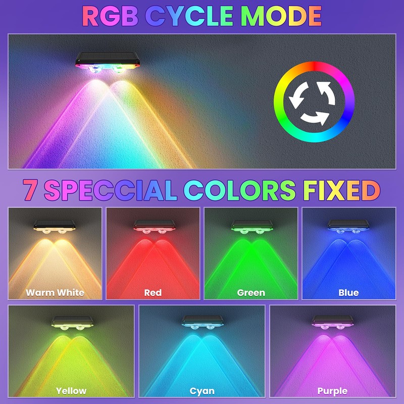 APILAB Solar Fence Lights Outdoor 8 Pack - 8 Modes
