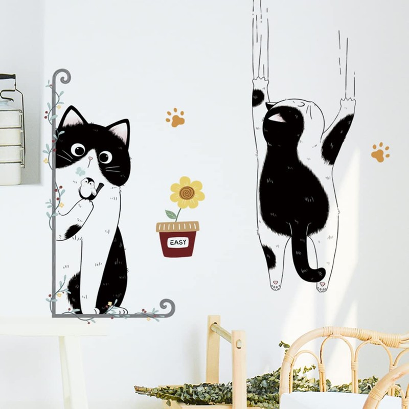 Fujitoya Wall Sticker Cat 3D Wall Decor Scandinavian Door Wallpaper