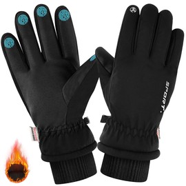 KUOGAS Waterproof Thermal Gloves Men's Winter, Thickened Warm Touchscreen Winter Gloves for Men and Women, Snowboarding for Cycling, Motorcycling, Running, Mountaineering and Hiking, black