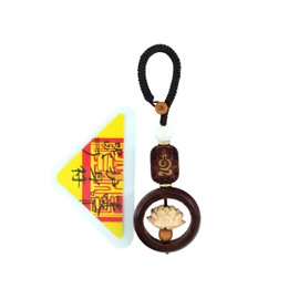 HATRAV Protection Charm for Key,Bag,Taoist Amulet Good Luck Talisman,Fortune Lotus Ornament,Chinese Fengshui Pendant,Peach Wood,Lianhua,(Lotus)