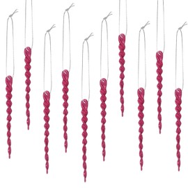 30 Pcs Christmas Plastic Icicle Twisted Plastic Icicle Ornaments Christmas Tree Hanging Decoration and Holiday Xmas Party Wedding Hanging(5.12 Inch,Rose Red)