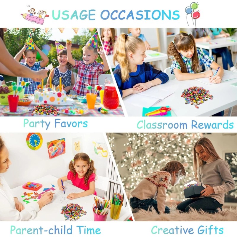 300 Pieces Mini Erasers for Kids Bulk Assorted Novelty Pencil
