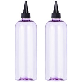 Yebeauty Hair Color Applicator Bottle, Clear Purple 2 Pack Applicator Bottle for Hair 500ml/ 16.9 Ounce Hair Color Applicator Bottle with Twist-On Top Tip Cap