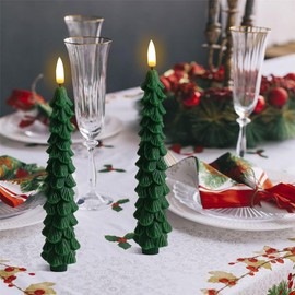 Gedengni Christmas Tree Flameless Candle -2pcs Timer Flickering Remote Tree Candlesticks Battery Operated Candles LED Taper Candles Lights for Home Party Windows Decorations