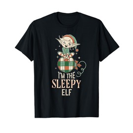 I'm the Sleepy Elf Retro Matching Family Christmas Plaid T-Shirt
