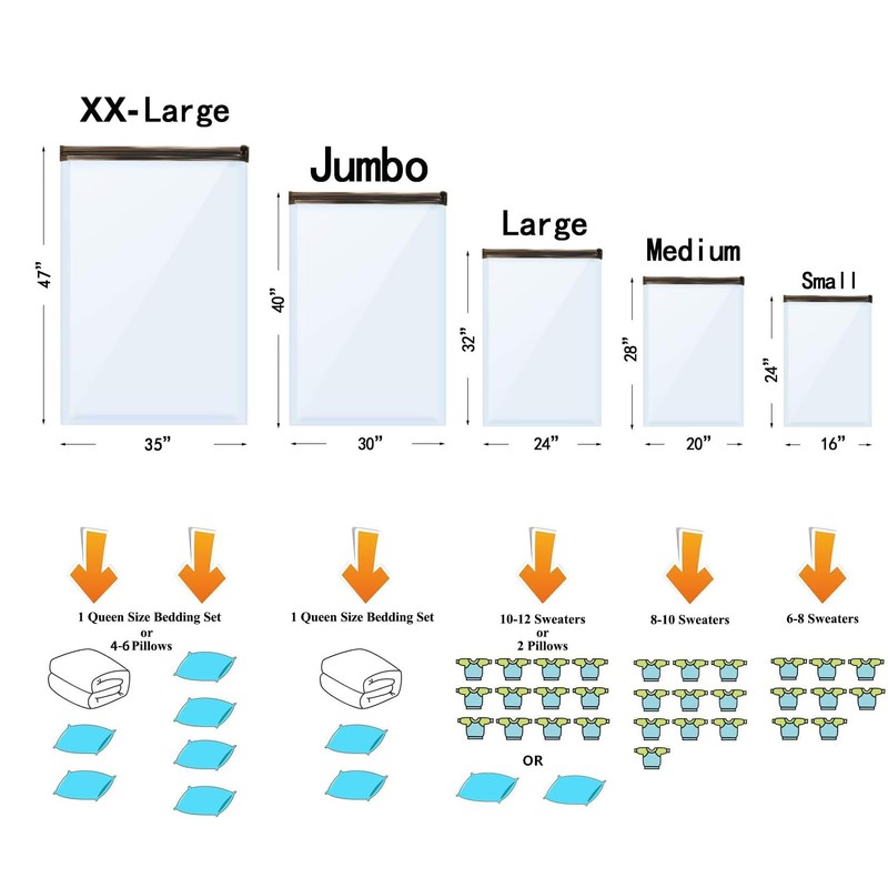 10 Small Vacuum Storage Bags, Space Saver Sealer Compression Bags