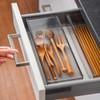 AIYoo Transparent Flatware Tray Kitchen Drawer Organizer With Lid -