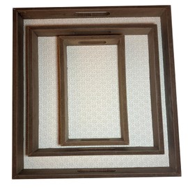 Wood Serving Tray with Handles-Wooden Crafts Tray for Organizing-Food Trays for Party Buffet,for Serving&Catering,Three Piece Nested Serving Trays Set of Rectangular Shape Wood Trays Ideal for School