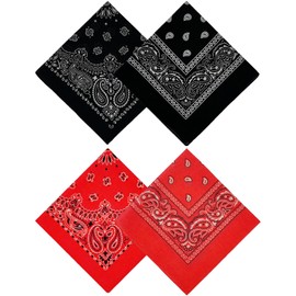 Vyxoran 4 Pack Paisley Cowboy Bandanas Handkerchiefs Outdoor Cotton Head Scarf Headband Headwear Face Mask for Men Women