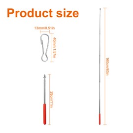Juyibaao 2 Pcs Extendable Handheld Flag Pole (1.6m), Telescopic Flag Pole Stainless Steels with Flag Clips, Portable Handheld Flag Pole for Festival Camping Tour