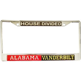 Alabama + Vanderbilt House Divided Split License Plate Frame [Silver - Car/Truck] - ID#40485