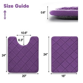 YIHOUSE Memory Foam Bathroom Rugs Set, Ultra Soft Bath Mats for Bathroom Floor Set of 2, Bathroom Rug with Toilet Rugs U Shaped for Bath Room, Shower, Purple