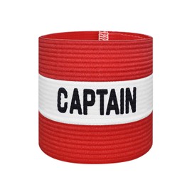 VerteLife Captain Band Player's Armband for Football and Rugby, Rubber Elastic Bracelet, Captain Bracelet, Captains Bracelet for Children - Red