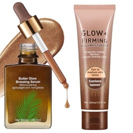 Anti Aging Butter Glow Bronzing Serum, Butter Glow Bronzing Drops, Bronzer Drops with Turmeric and Hyaluronic Acid, Face Bronzers Serum Ultra 2Pcs