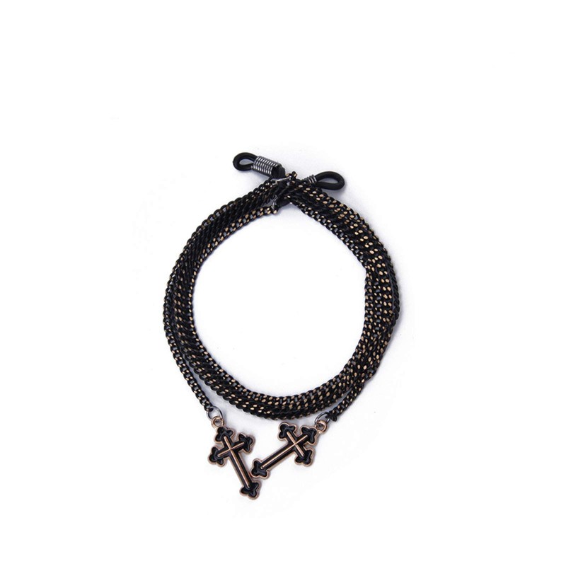 CosTimo Women Glasses Chain Eyeglass Sunglass Mask Chains Cross Black