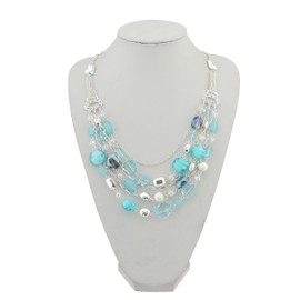 Bocar Neueste mehrschichtige Kette Kristallfarbene Glasur Statement Frauen Strand Halskette (NK-10061-Aquamarine)