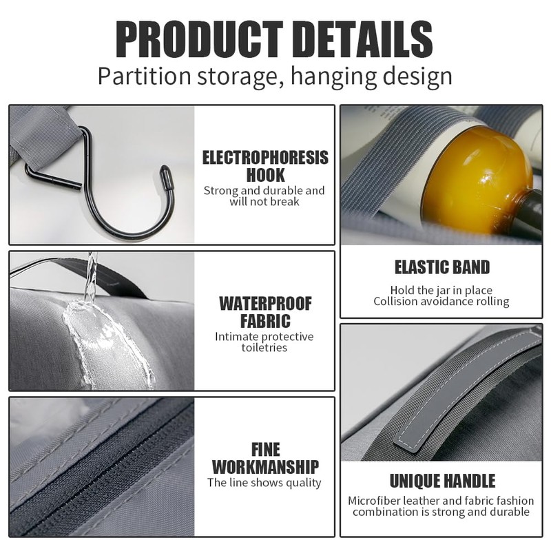 Hanging Toiletry Bag, Grey..