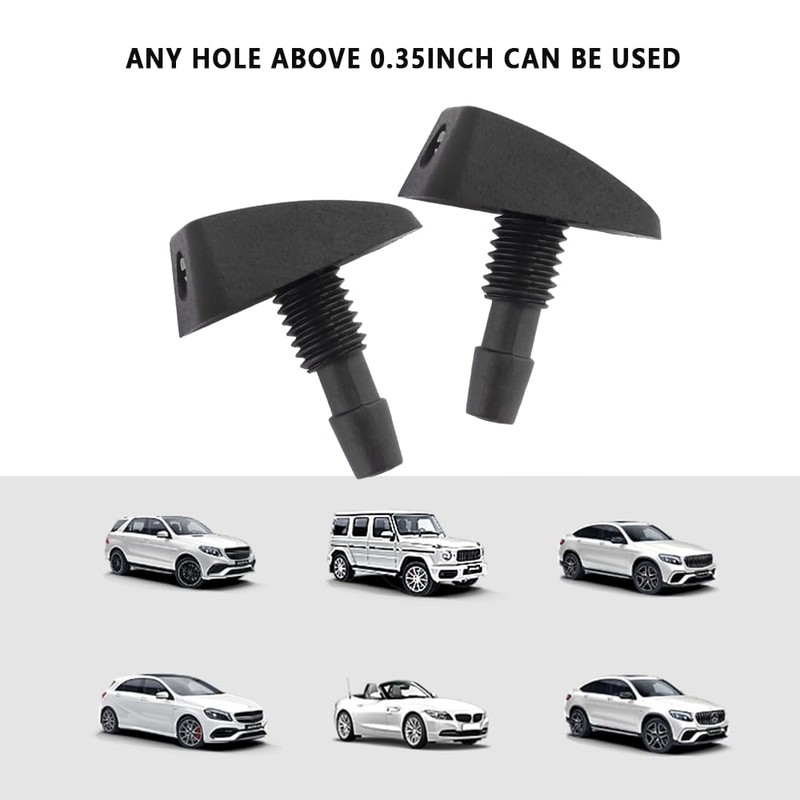 2PCS Front Windshield Washer Nozzle with Washers,Adjustable Fan Shape Spray