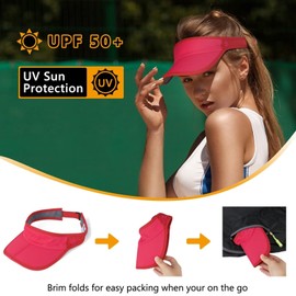 GADIEMKENSD Sun Visors Hats for Womens Mens Beach Hat Accessories Summer Straw Sunhat Fashion Foldable Sombreros para Mujer para Ponytail Cap UV Protection for Running Hiking Football Golf Rose Red