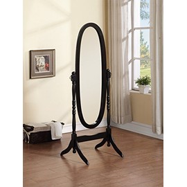 eHomeProducts Wooden Cheval Floor Mirror, Black Finish (Black)