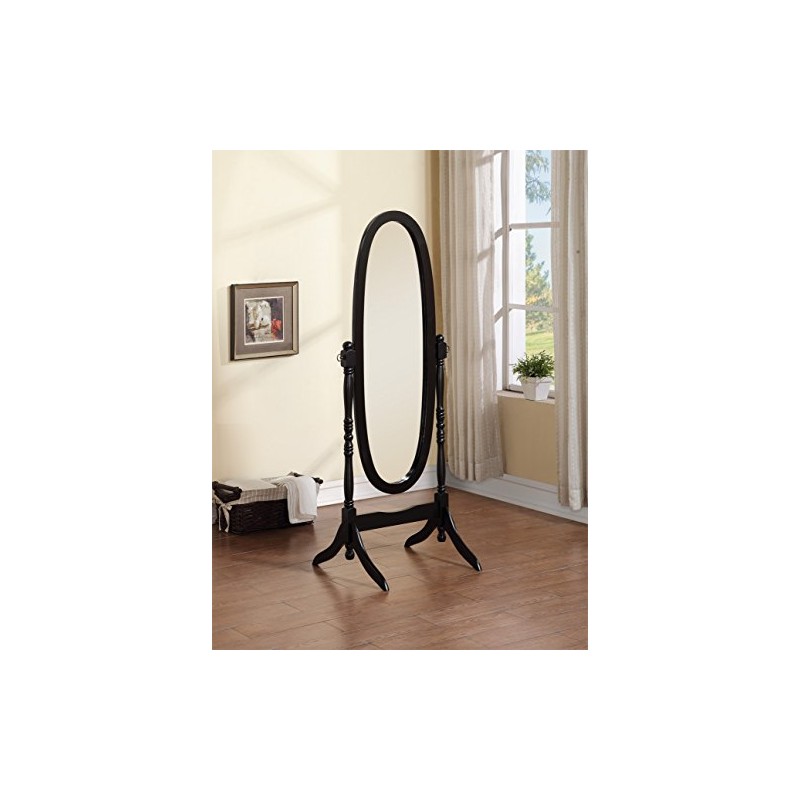 eHomeProducts Wooden Cheval Floor Mirror, Black Finish (Black)