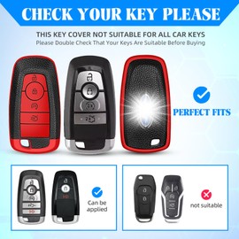 QBUC for Ford Key Fob Cover,Soft TPU Key Protection Case Compatible with Ford Escape Explorer Expedition Edge F150 Fusion Mustang Ranger Maverick Lincoln (Red, 4 Button)