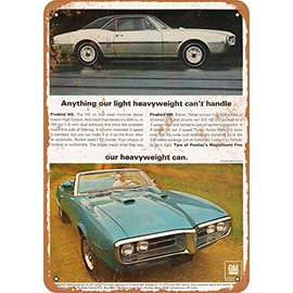 RetroRust 10 x 14 METAL SIGN - 1967 Pontiac Firebird 400 - Vintage Rusty Look