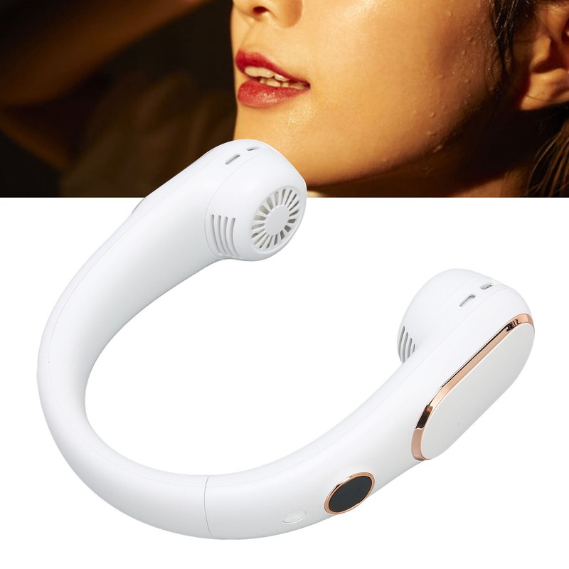 Neck Fan 4 Speeds Quiet Bladeless USB Rechargeable 2400mAh Battery