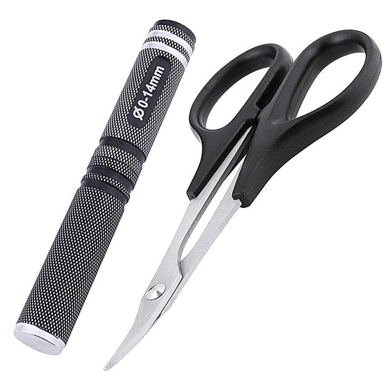 Hobbypark 0-14mm Hole Puncher Reamer w/Sleeve and Curved Scissors Set