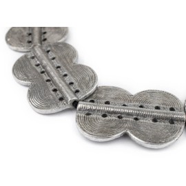 The Bead Chest Silver Double Sun Dotted Baule Beads 49x36mm Ivory Coast African Flat Large Hole