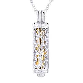 [InfuMemo] Cylinder Cremation Jewelry Tree of Life Ashes Necklace for Women Men Small Vial Urn Necklace Memorial Jewelry for Ashes of Loved Ones Small Keepsake Urn Memorial Ashes Jewelry, Stainless