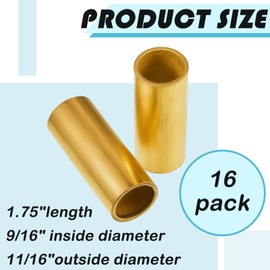 Dunzy 16 Pcs Trailer Leaf Spring Bushing Kit Brass Shackle Bushings for Trailer Axle Replacement Double Eye Springs ID 9/16 Od 11/16 Heavy-Duty Construction Bronze