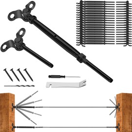 Toscoco 20 Pack 1/8" Black Cable Railing Kit 180° Adjustable Angle Swage Toggle Turnbuckle Hardware for Wood Post, DIY Stair Deck Cable Railings, T316 Marine Grade Stainless Steel- 20 Cable Runs