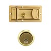 QWORK Night Latch Deadbolt Rim Lock with Key, 2Pack Gold