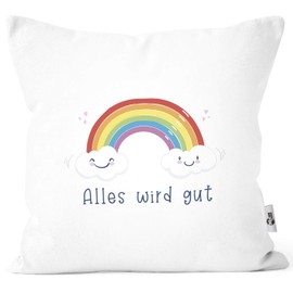 MoonWorks® Cushion Cover Rainbow Everything Will Be Good Courage Gift Comfort Encouragement Positive Thinking Persevere White One Size
