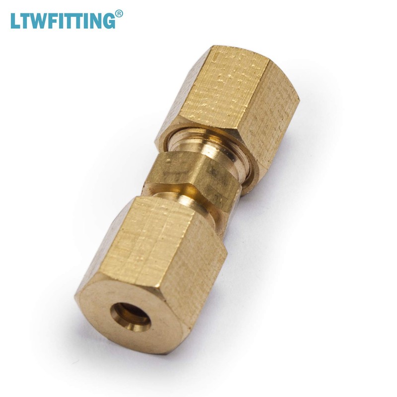 LTWFITTING 1/8-Inch OD Compression Union,Brass Compression Fitting(Pack of 10)