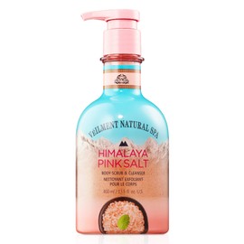 VEILMENT NATURAL HIMALAYA PINK SALT SPA 2-in1 BODY WASH & BODY SCRUB - Natural Exfoliating Salt Scrub for Acne Cellulite, Deep Cleansing - Effective on Scars & Wrinkles - Exfoliate & Moisturize Skin Polishes for Men and Women